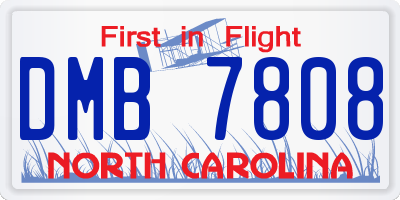 NC license plate DMB7808