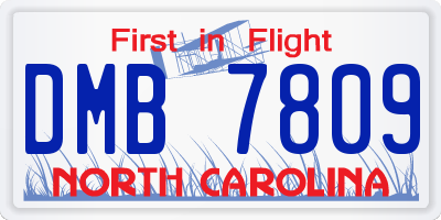 NC license plate DMB7809