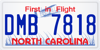 NC license plate DMB7818