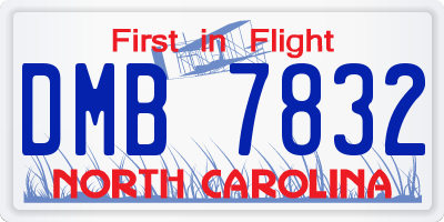 NC license plate DMB7832