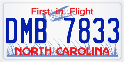 NC license plate DMB7833