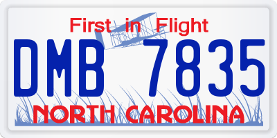 NC license plate DMB7835