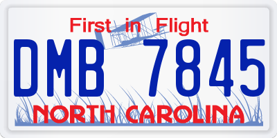 NC license plate DMB7845