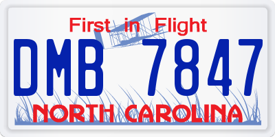 NC license plate DMB7847