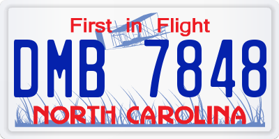 NC license plate DMB7848