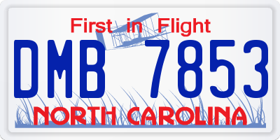 NC license plate DMB7853