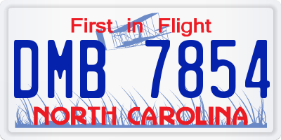 NC license plate DMB7854