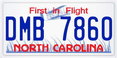 NC license plate DMB7860