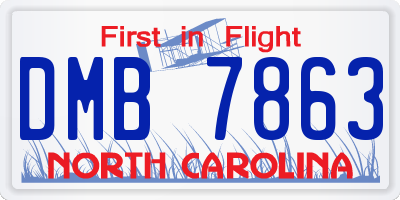 NC license plate DMB7863