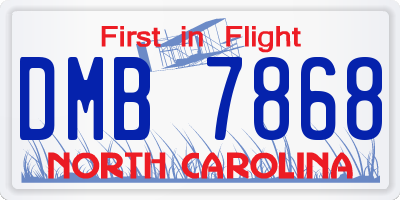 NC license plate DMB7868