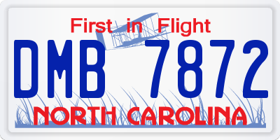 NC license plate DMB7872