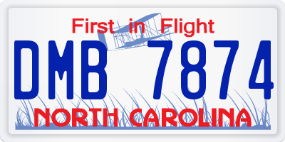 NC license plate DMB7874