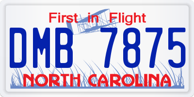 NC license plate DMB7875