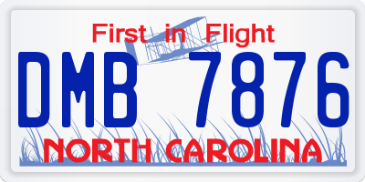 NC license plate DMB7876