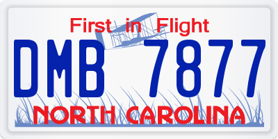 NC license plate DMB7877