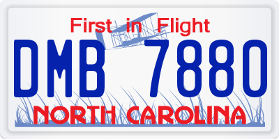 NC license plate DMB7880