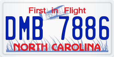 NC license plate DMB7886