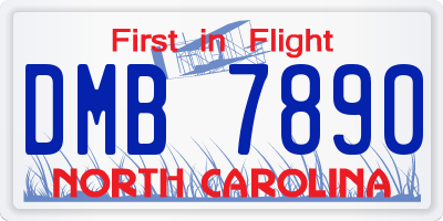 NC license plate DMB7890