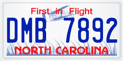 NC license plate DMB7892