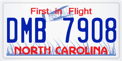 NC license plate DMB7908