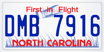 NC license plate DMB7916