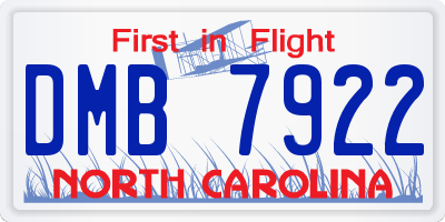 NC license plate DMB7922