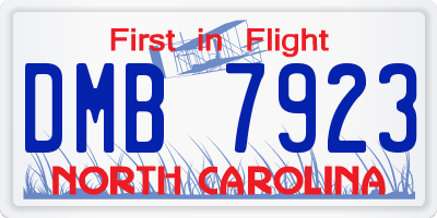 NC license plate DMB7923