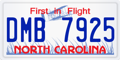NC license plate DMB7925