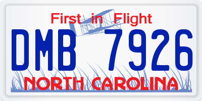 NC license plate DMB7926