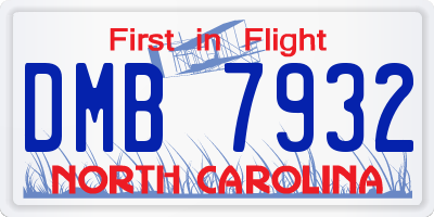 NC license plate DMB7932