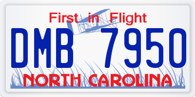 NC license plate DMB7950
