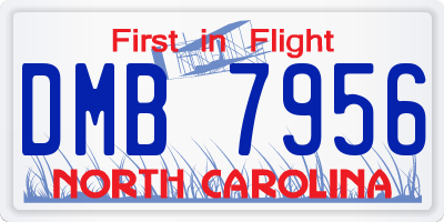 NC license plate DMB7956