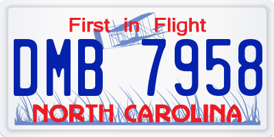 NC license plate DMB7958