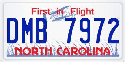 NC license plate DMB7972