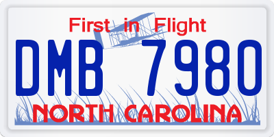 NC license plate DMB7980
