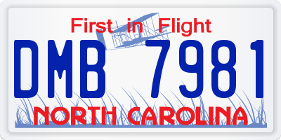 NC license plate DMB7981