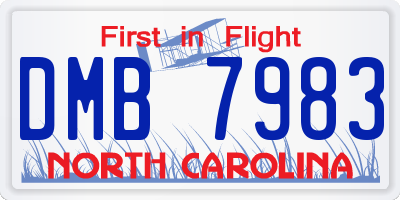 NC license plate DMB7983