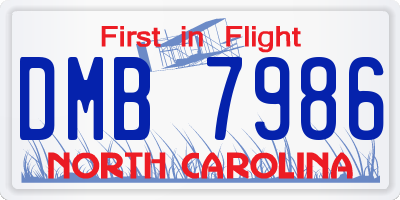 NC license plate DMB7986