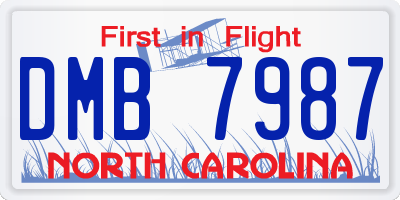 NC license plate DMB7987