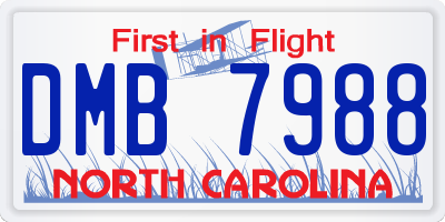 NC license plate DMB7988