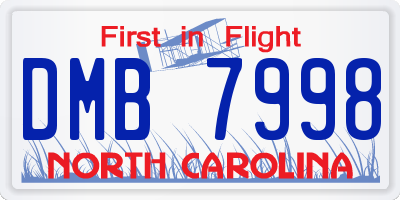 NC license plate DMB7998