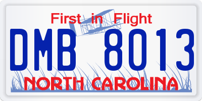 NC license plate DMB8013