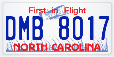 NC license plate DMB8017
