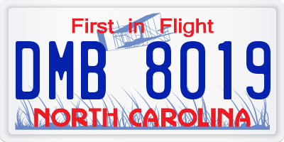NC license plate DMB8019