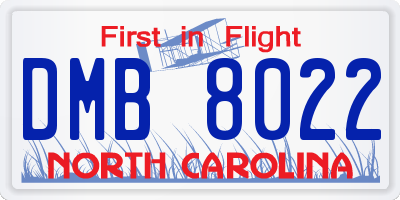NC license plate DMB8022