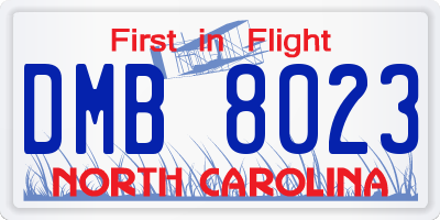 NC license plate DMB8023