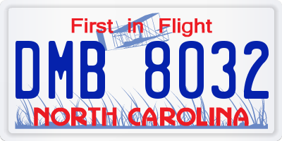 NC license plate DMB8032
