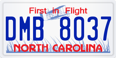 NC license plate DMB8037