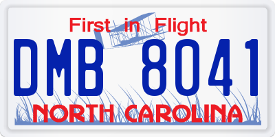 NC license plate DMB8041
