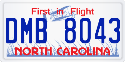 NC license plate DMB8043